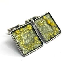 Mid century silver enamelled cuff links