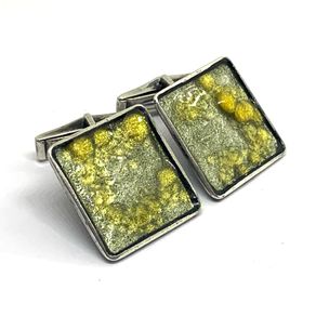 Mid century silver enamelled cuff links