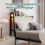 Double Size Bed Frame with Charging Station and LED Lights Image 5