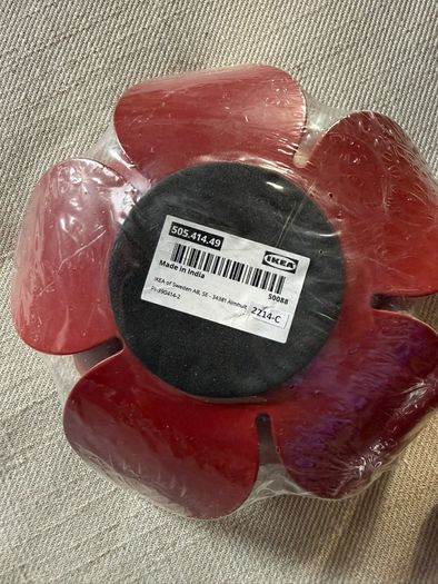 2 x IKEA Aromatisk Lotus Candle Holder Red Steel