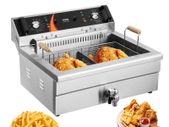 Commercial Electric Deep Fryer 20L  3000W Dual Heating Countertop Fryer for Chicken & Chips