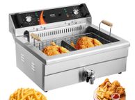 main image for ad Commercial Electric Deep Fryer 20L  3000W Dual Heating Countertop Fryer for Chicken &amp; Chips
