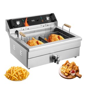 Commercial Electric Deep Fryer 20L  3000W Dual Heating Countertop Fryer for Chicken & Chips