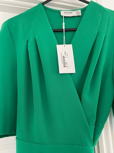 Label Flounce Green Dress