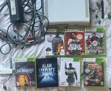 Xbox 360 White 60GB bundle - Working Console, Wi-Fi Adapter; 8 Games which includes Red Dead Redemption (No Controllers)