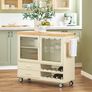Kitchen Island portable With Wine Glass Holder Kitchen Cabinet Image 2