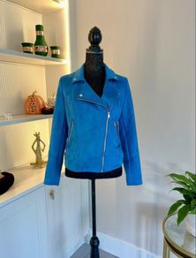 Ladies Teal Suedette Jacket from Carraig Donn. Size S UK 8-10 / EU 36-38