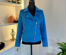 Ladies Teal Suedette Jacket from Carraig Donn. Size S UK 8-10 / EU 36-38