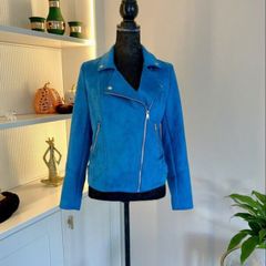 Ladies Teal Suedette Jacket from Carraig Donn. Size S UK 8-10 / EU 36-38