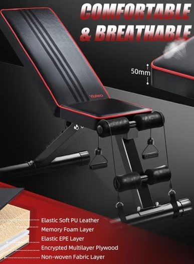 300KG Stable Strength Training Bench, Fast Folding Bench Utility Incline/Decline Gym Bench for Home Full Body Workout