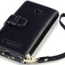 New Htc Windows Phone 8x Premium Pu Leather Wallet Black & Hot Pink  With Floral Interior / Black With Tan Inside Image 4