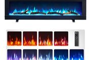 40"/102cm 3 in 1 Electric Fireplace with logs, Freestanding, Wall Mounted, Recessed, 9 Colour Flame Effect, Media Wall Compatible, 900W - 1800W Heater, Remote Control
