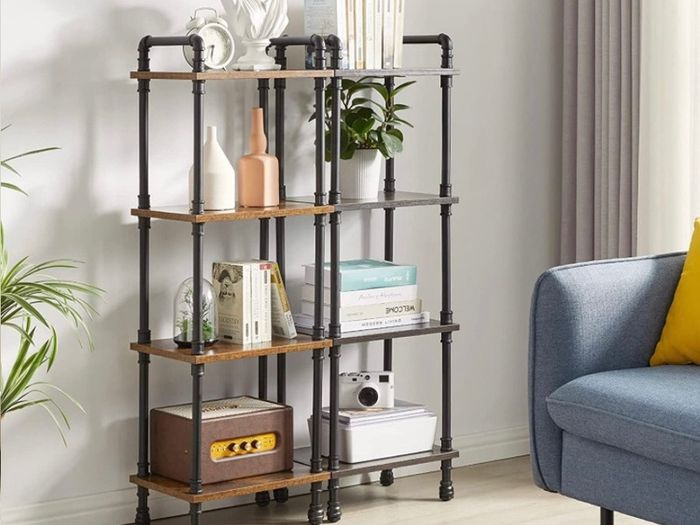 Ladder Shelf,4-Tier Storage Shelves,Small Bookshelf,Shelving Unit with Metal Frame,Vintage Industrial Plant Display Stand,Bookcase for Living Room, Home Office (FREE POSTAGE)