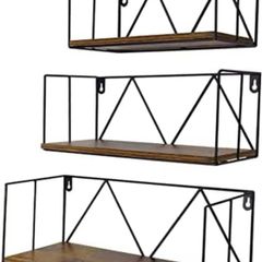 3 Pack Floating Shelves Rustic Wooden Wall Shelf for Bathroom Bedroom Office Kitchen (FREE POSTAGE)