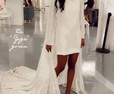 Daughters of Simone Designer Short Wedding Dress with Cape 60's Mod