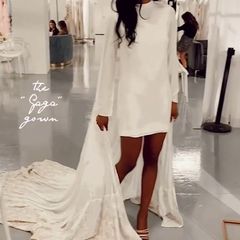 Daughters of Simone Designer Short Wedding Dress with Cape 60's Mod