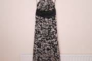 Phase Eight Black Cream Floral Rose Halter Neck Backless Silk Maxi/Midi Evening Dress 12UK/40EU