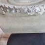 VINTAGE ANTIQUE Molded engraved crystal centerpiece resting on a two handled painted white metal patinated base.  Condition report:  Good condition Image 8