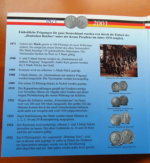 12 Coins (incl 2 Silver ) in old Germany set | 130 Years Deutsche Mark | 2 Silver coins | 12 coins