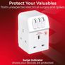 Three Socket Surge Protected Adaptor with Individual Switches Image 2