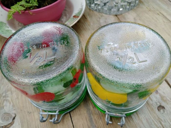 Italian Glass, storage jars, vintage glass jar