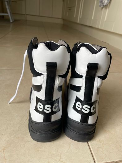 Black and white leather boots size 4 -4.5