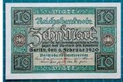 1920 German banknote 10 Marks