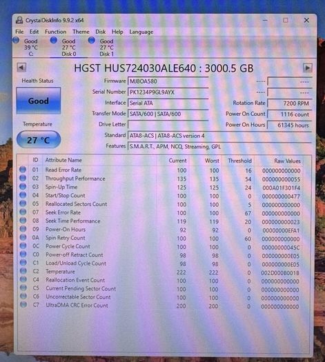 Hitachi HGST Ultrastar 7K4000 3TB Hard Disk 7200RPM 3.5" SATA