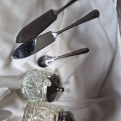 Vintage cut-glass/crystal condiment pieces,