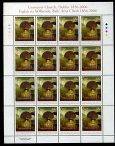 2006 Ireland 150th Anniversary of Dublin's University Church Commemorative Stamp Sheetlet Plate 1B1B1B1B Mint Never Hinged (MNH)