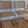 Pair of Mid-Century Modern Cesca Style Wicker & Chrome Dining Chairs Image 3