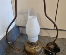 Vintage hanging oil lamp converted to electric