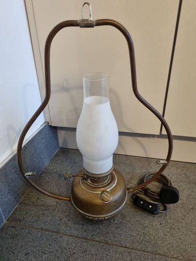 Vintage hanging oil lamp converted to electric