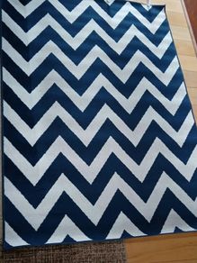 Navy white wool carpet