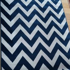 Navy white wool carpet