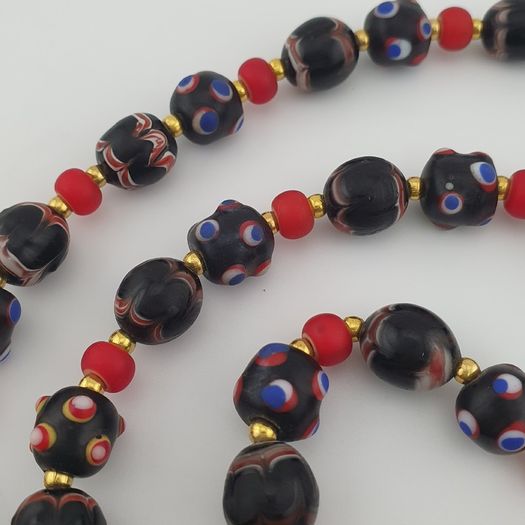 Antique Venetian Style Trade & Venetian WhiteHeart Glass Beads Necklace