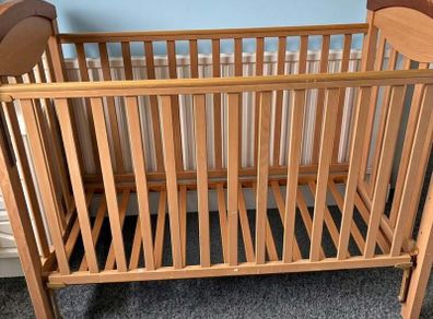 Solid Wooden Baby Cot | Adjustable Height Base