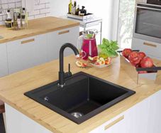 Granite Kitchen Sink Single Basin Black