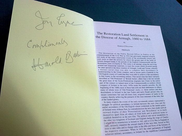 Restoration land settlement Diocese of Armagh 1660-84 Ireland Irish Signed