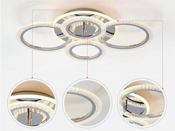 Brand New Modern Ceiling Light 58W Dimmable Flush Mount LED Ceiling Light 4 Rings
