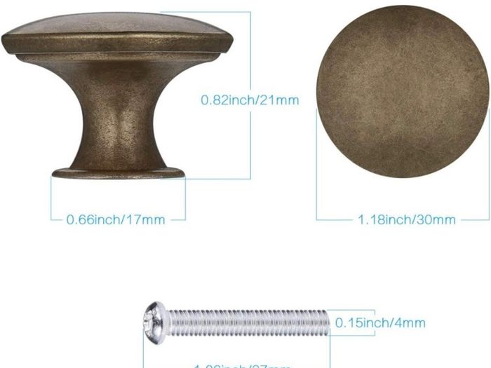 12Pcs Dark Bronze Antique Brass Door Knob with Screws, Round Vintage Drawer Knobs Diameter 30mm, Mushroom Shaped Furniture Knobs Likes Cabinet Knobs, Wardrobe Handles, Kitchen Cupboard Handles (FREE POSTAGE)