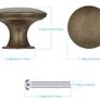 12Pcs Dark Bronze Antique Brass Door Knob with Screws, Round Vintage Drawer Knobs Diameter 30mm, Mushroom Shaped Furniture Knobs Likes Cabinet Knobs, Wardrobe Handles, Kitchen Cupboard Handles (FREE POSTAGE) Image 2