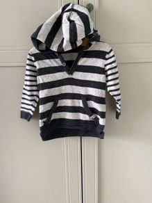 Dark grey & mark striped baby jumper 6-9m