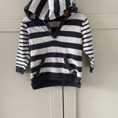 Dark grey & mark striped baby jumper 6-9m