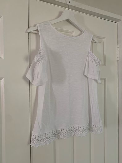 White Lace Cold Shoulder Top