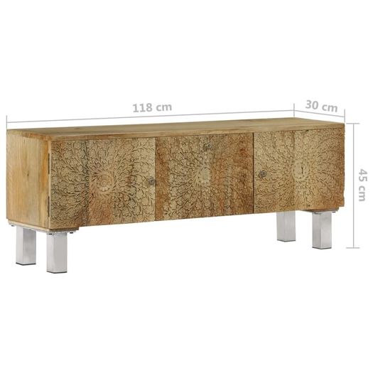 TV Cabinet Solid Mango Wood 118x30x45 cm