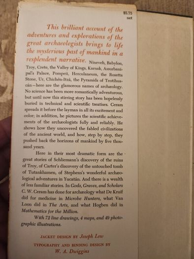 Gods, Graves,& Scholars. By C.w.ceram. The Story Of Archeology. With 49 Photos And 72 Drawings.  Hardback 1954. With Dustjacket In Good Condition.