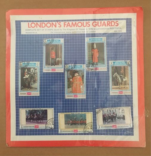 London Famous Guards Complete set of Stamps issued by The Kingdom of Yemen in 1970 to commemorate Philympia.