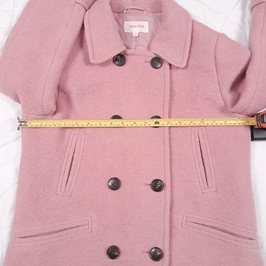 Per Una Dusky Rose Pink Wool Blend Double Breasted Pea Coat 10UK/38EU
