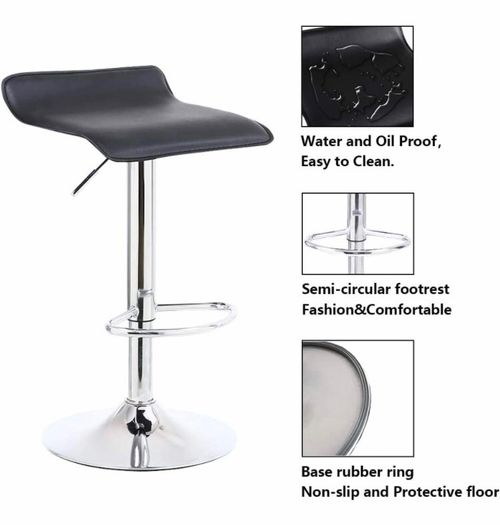 2 x Square Bar Stools PU Leather Swivel Adjustable Counter Stool Office Chair With Footrest